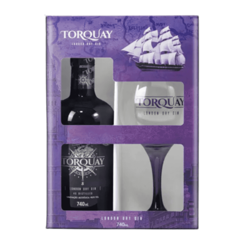 Kit Gin Torquay 740ml  c/ Taça de Vidro