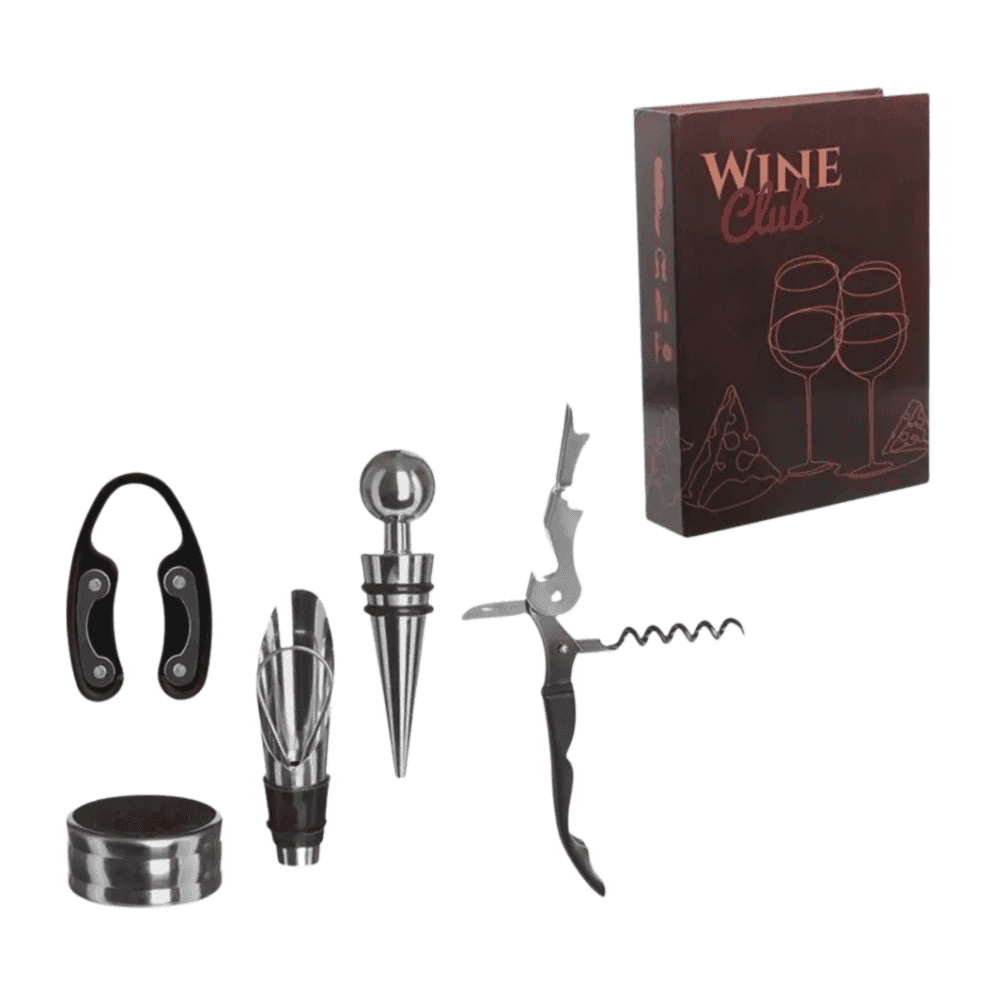 Kit Acessórios para Vinho com Estojo Livro 5 pçs Haüskraft