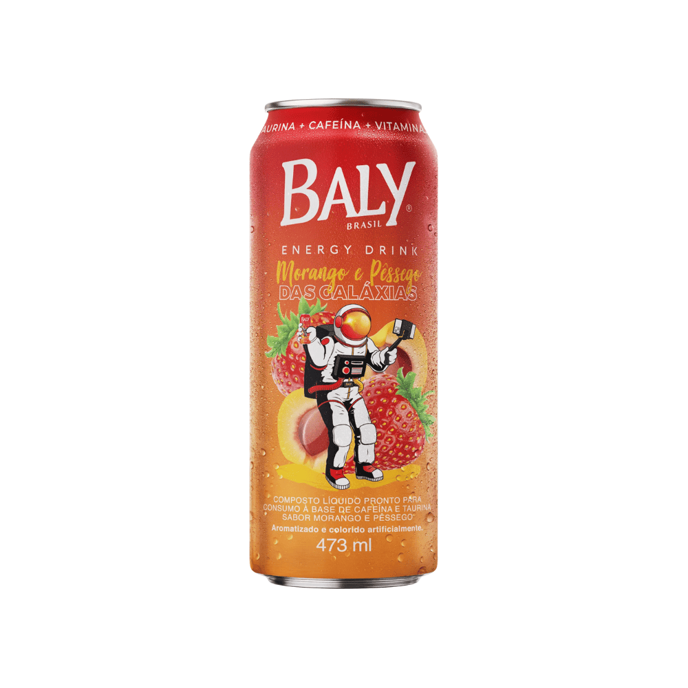 Energético Baly Morango e Pêssego Lata 473ml